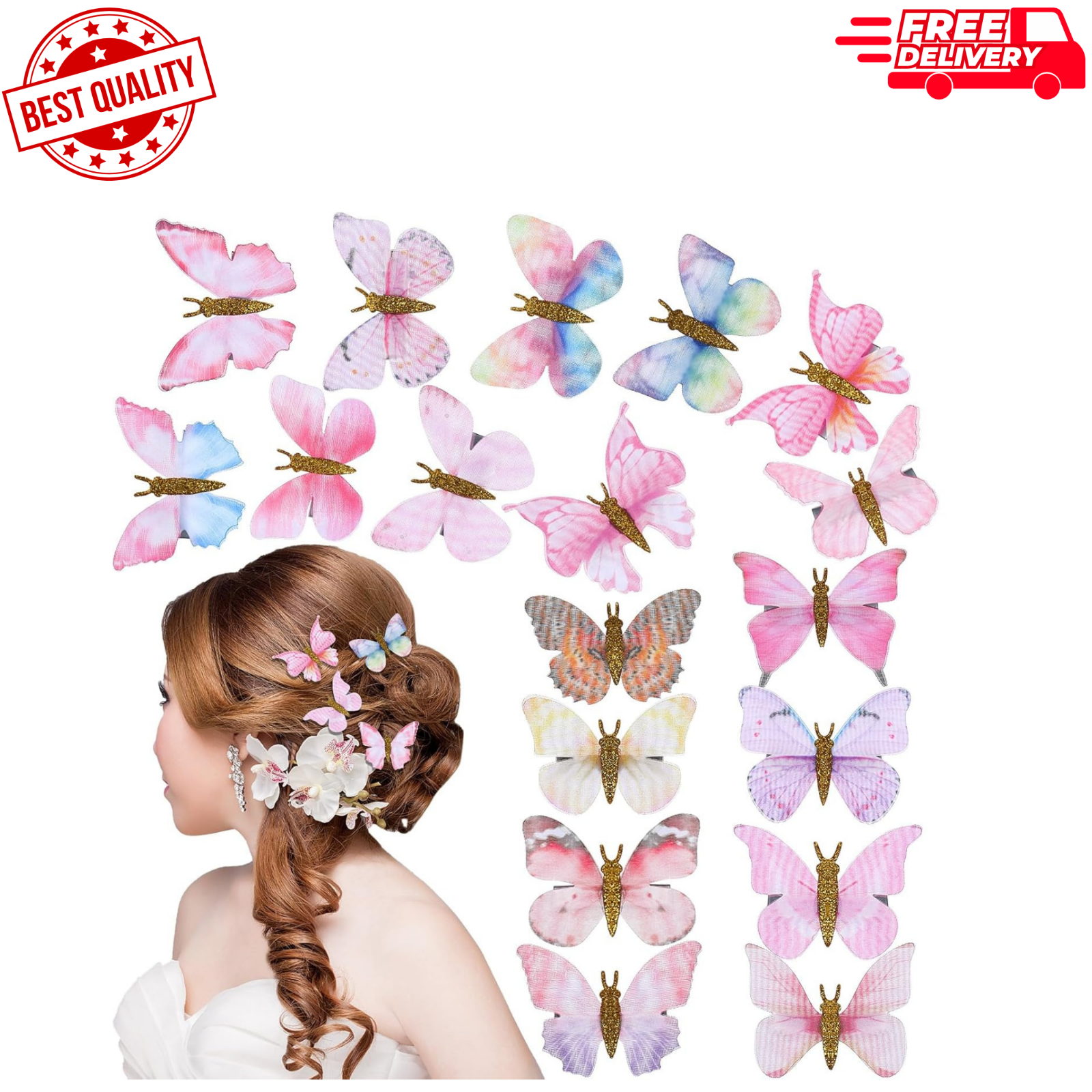 18Pcs Butterfly Hair Clips Glitter Butterfly Clips for Hair Mini