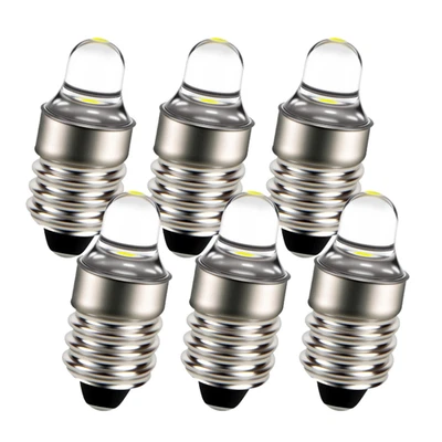 RUIANDSION 6pcs E10 Led Flashlight Replacement Bulb Torch Lamp Light White 3V 6000K 100LM