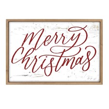 Merry Christmas Wall Decor Art Framed, 23.6 15.7 Inch Large Wooden Merry Ch