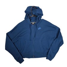 Nike Sportswear Club Cropped Zip Hoodie Women's Size M Dark Blue