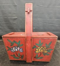 Antique Chinese Wedding Basket with Sliding Lid - 1800s Handmade Wooden...