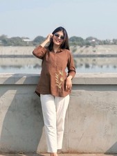 Women Office Wear Shirt with Pant Set Indian Bollywood Top Tunic Cord Set Dress