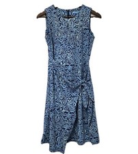 J McLaughlin Catalina Wrap Blue Sleeveless Dress Size Small Wedding Preppy Work