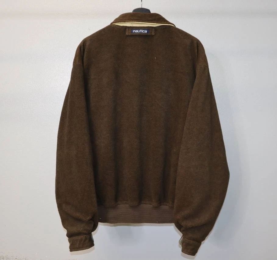 Chaqueta Bomber Vintage Años 90 Nautica Reversible Cuero Gamuza L Marrón Beige Foto 2 de 4
