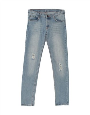 CHEAP MONDAY Damen Distressed Skinny Jeans W32 L34 Blau Baumwolle BT07