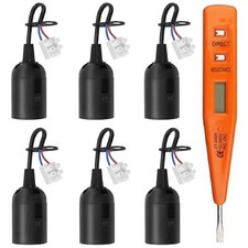 E27 Lamp Holder, 6 Pieces Construction Site Socket with Cable and Voltage Tester
