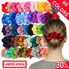 60 Colors Large Silk Satin Hair Scrunchies Elastic Hair Ties Ponytail Holder USA