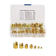 50Pcs Brass  Self Tapping Thread Slotted Inserts Combination Set Repair