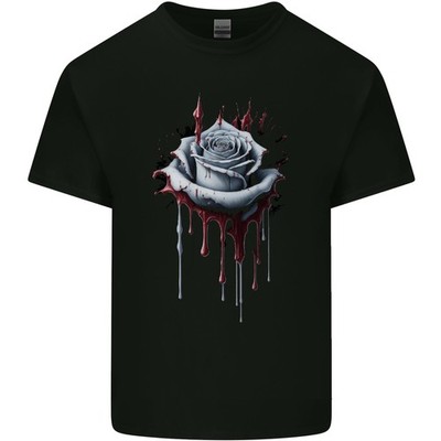 A Gothic Rose Tropfend Mit Blut Herren Leichte Baumwolle T-Shirt