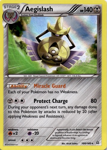 Aegislash 100/160 Holo Rare Primal Clash Pokemon Near Mint