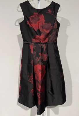 Rickie Freeman for TERI JON Sleeveless Printed Brocade Rose Dress Size 6 $550
