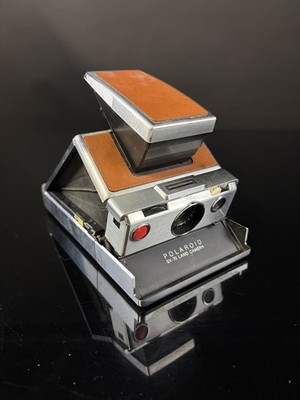 Vintage Polaroid SX-70 Land Camera - Chrome & Brown Leather - Untested As-Is 
