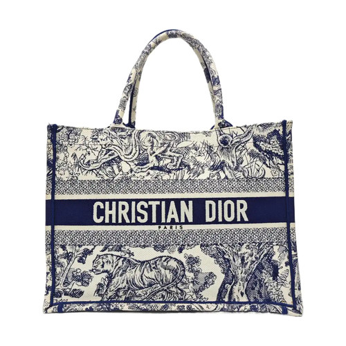 【Authentic】 DIOR Book Tote Blue Cloth Handbags (DDP)
