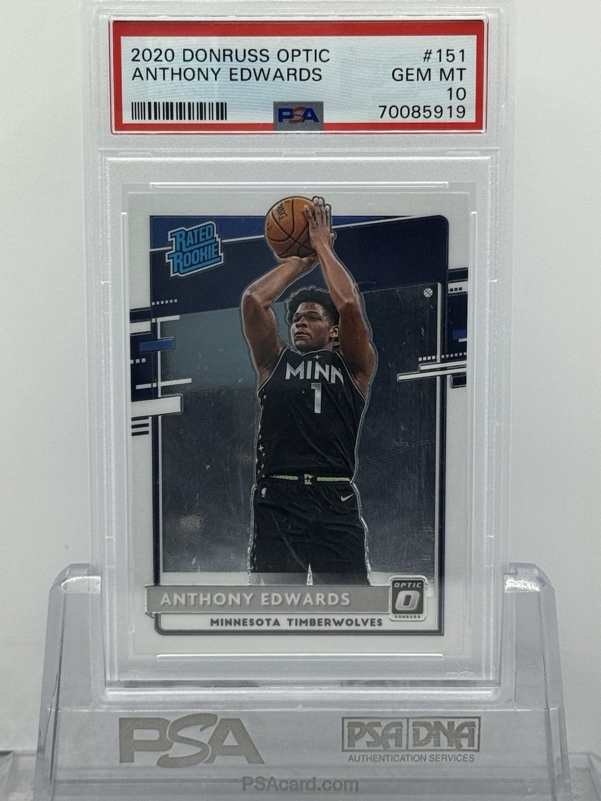 2020-21 Panini Donruss Optic - Rated Rookie #151 Anthony Edwards (RC) PSA 10