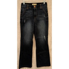 Democracy Ab Technology Jeans Womens 8 Dark Wash Bootcut Distressed Denim