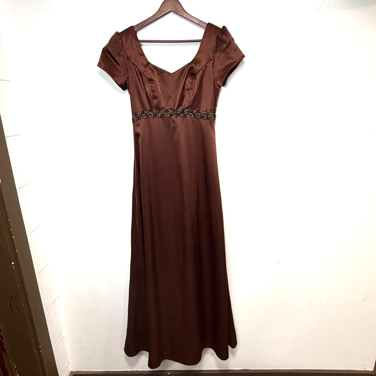 90s empire waist dress 1930s-Style Empire Waist Column Dress With Velvet Waistband – Very Breezy main image 1