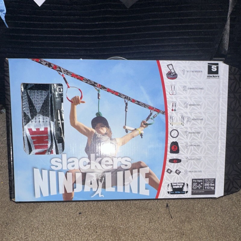 Slackers NinjaLine Outdoor Backyard Ninja Obstacle Course Kit, Ages 5+