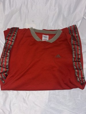 Vintage Adidas Shirt STRIPES Red XL