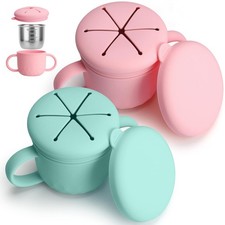 Snack Cups for Toddlers Spill Proof, Stainless Steel Snack Containers for Kid...