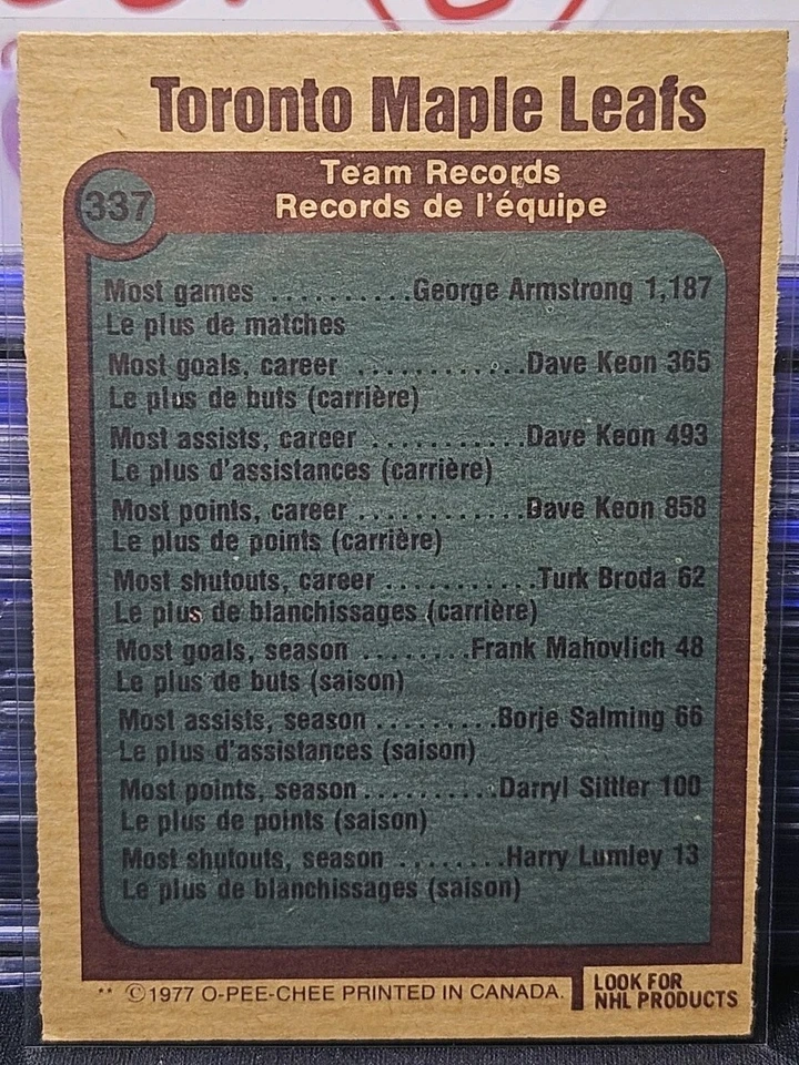 77-78 O-Pee-Chee Toronto Maple Leafs Team Logo Records - Image 2 of 2