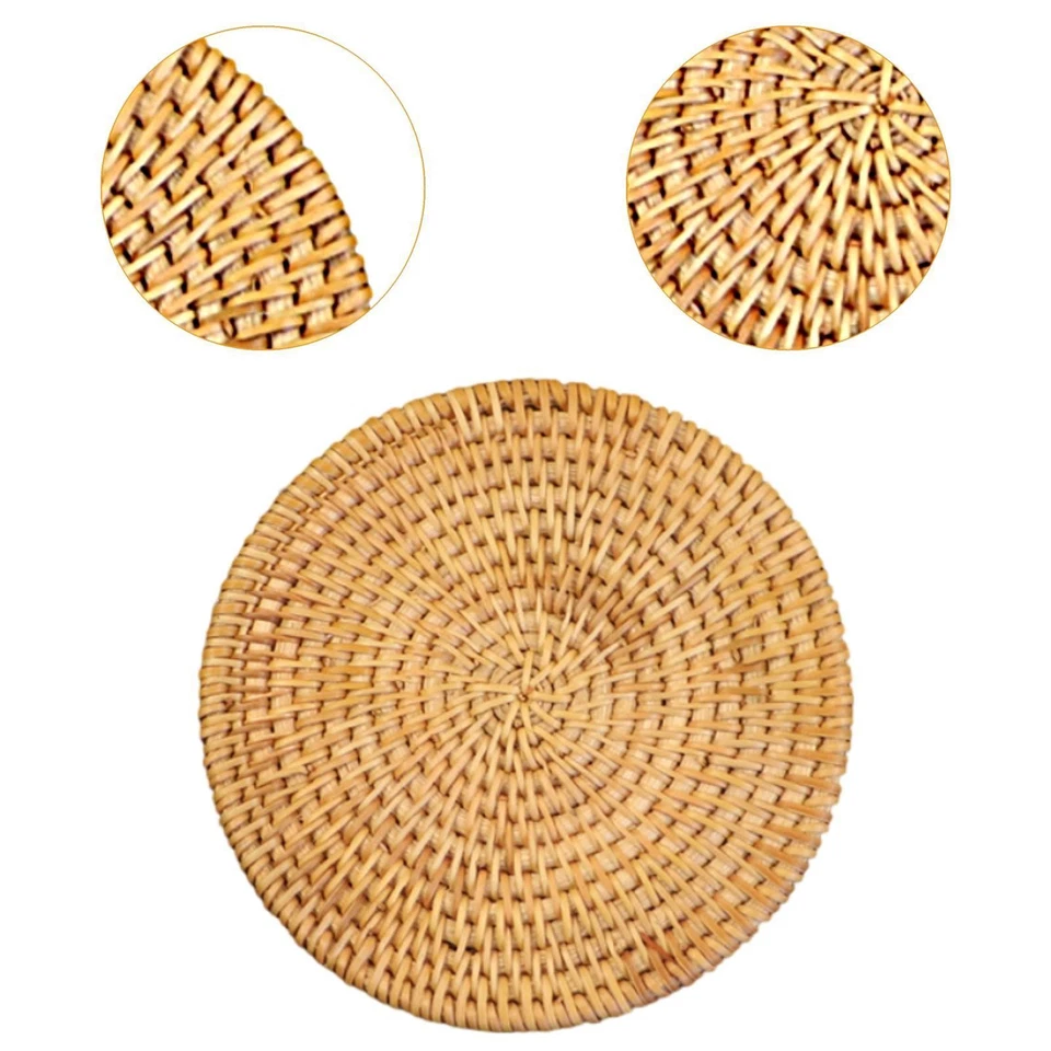 Rattan Coaster Teapot Coaster Non Slip Handwoven Pot Holder for Hot Pans Drink - Image 3 of 4