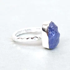 Natural Raw Tanzanite Ring 925 Sterling Silver Birthstone Tanzanite Ring-RR009