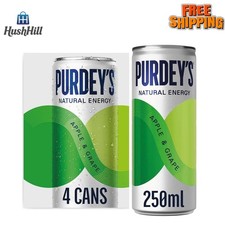 Purdey's Natural Energy Drink Apple & Grape 250ml Cans Pack of 4