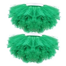 Tutu Skirt Women Adult Classic Elastic 5 Layered Short Tulle One Size Green