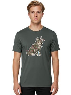 Tattoo-Wolf Mens Graphic Tee, 100% Cotton, Casual Summer Wear