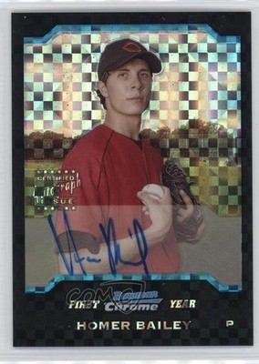 2004 Bowman Draft Chrome X-Fractor Homer Bailey #BDP170 Rookie Auto RC 0o48
