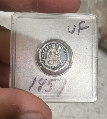 1851 Seated Liberty Dime VF+++Amazing Quality Coin ((Sharp))