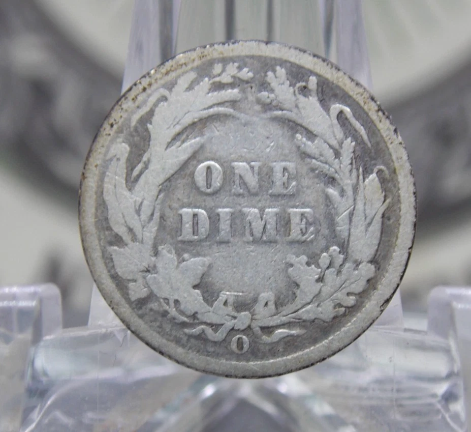 Moneda de diez centavos de plata de barbero "O" 1895 *NUEVA ORLEANS* 10c #EC6 🔑FECHA CLAVE🔑 ECC&C, Inc. Foto 2 de 3