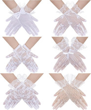 6 Pairs Women Lace Gloves Elegant Short Tea Party Gloves Formal Wedding Costume