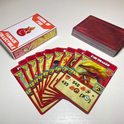 Wizard101 Handmade Collectible Fire Card Deck | 40 Cards | FREE SHIPPING