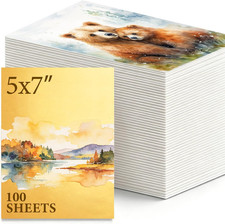 100 Sheets 5X7 in 140 lb/300 GSM Watercolor Paper Bulk