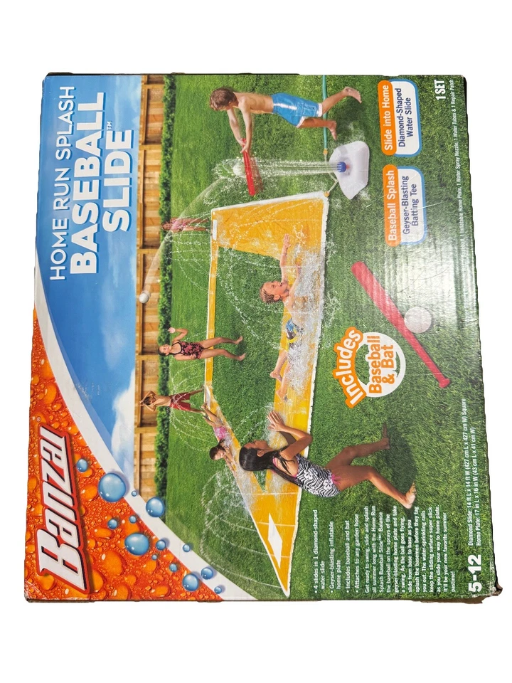 Tobogán acuático de béisbol Banzai Home Grand Slam 14 pies x 14 pies juguete de verano 🆕 Foto 2 de 2