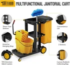 500 Lbs Capacity Janitorial Cart 3-Tier Rolling Cart w/ 15-Gallon Collection Bag