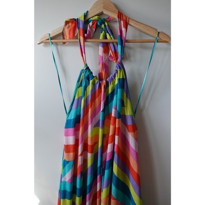 Elan Dress Womens XS Rainbow Stripe Maxi Halter Boho Flowy Open Back Colorful | eBay Elan Dress Womens XS Rainbow Stripe Maxi Halter Boho Flowy Open Back Colorful | eBay