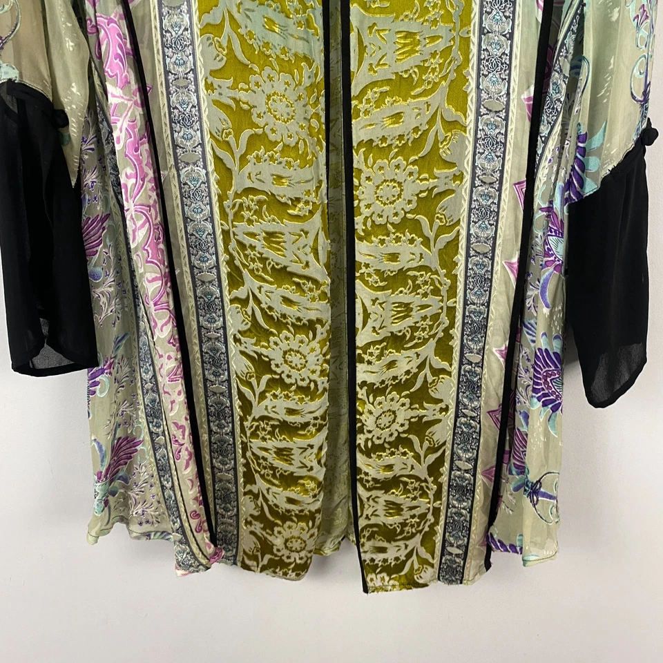 Citron Santa Monica Sheer Floral Kimono Size XL Rayon Silk Long Sleeve - Image 3 of 4