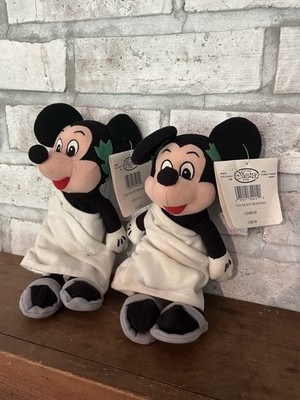 Pair Of 2 Toga Mickey Mouse 10'' Bean Bag Plush Disney Store w Tags