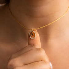 1.0 Ct Round Cut Simulated Diamond Custom Initial Pendant 14k Yellow Gold Plated