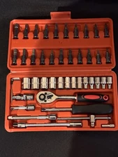 46pcs Car Repair Tool 1/4 Socket Set Ratchet Torque Wrench Combination Tools Kit
