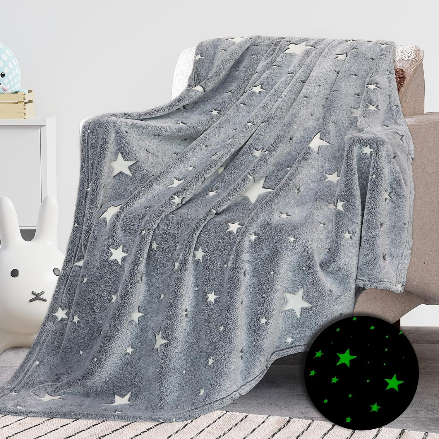 Glow in the Dark Blanket for Kids Unique Birthday Gifts for Girls Boys Teens Sof