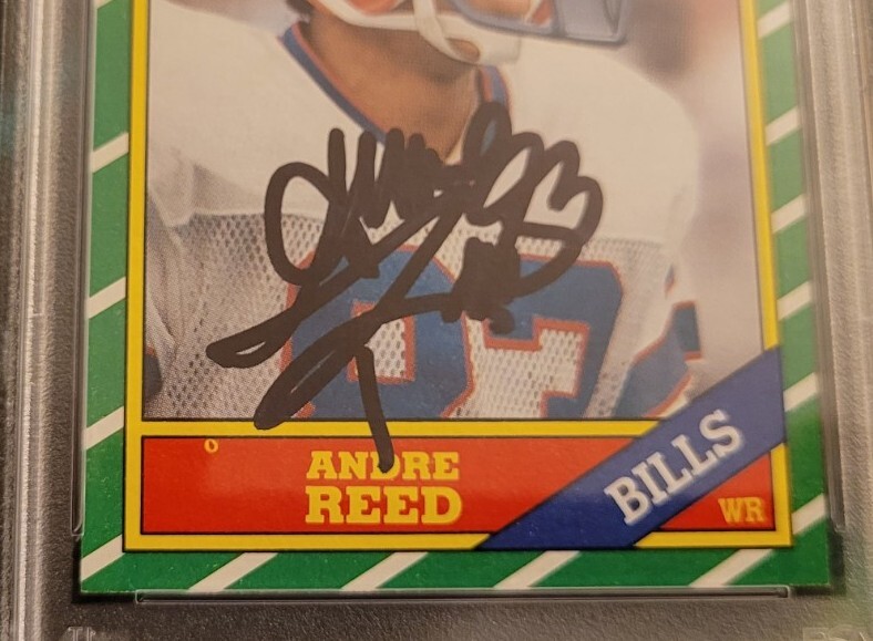 Andre Reed signed autographed 86 Topps Football Rookie Card RC IP Auto PSA Bills view 2
