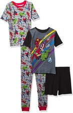 Marvel Avengers 4 PC Short Sleeve Tight Fit Cotton Pajama Set Boy Size 6