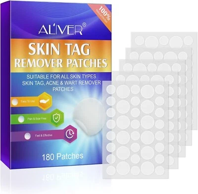 ALIVER 180 Skin Tag Removal Patches Natural Safe & Easy Dermal Remove Skin Tags & Acne
