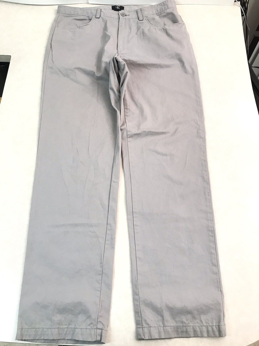 CALVIN KLEIN KHAKIS Mens Grey Chino Easy Fit Trousers Size 36x34