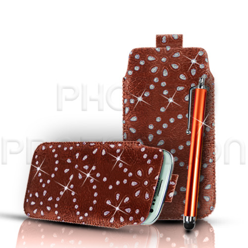 DIAMOND BLING FLIP LEATHER PULL TAB CASE COVER POUCH & PEN FOR VARIOUSE PHONE - Picture 8 of 14