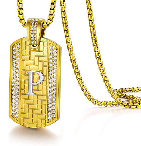 ETEVON Initial Necklace Stainless Steel 