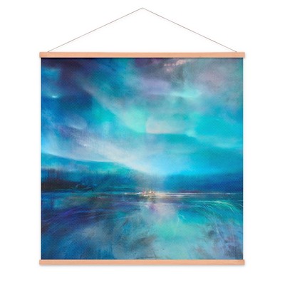 Stoffbild Kakemono mit Posterleisten Abstrakte Kunst Nordlicht Meer Blau Türkis